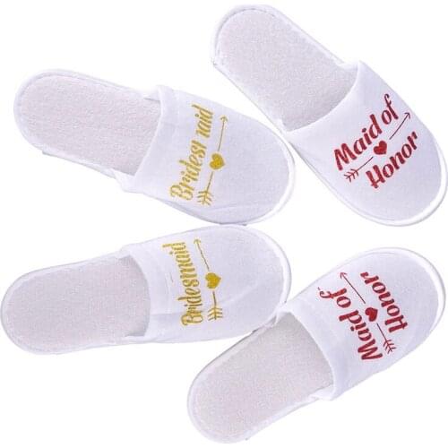 1 Pair Bride Shower Bride Wedding Decoration Bridesmaid Hen Party Spa Soft Slippers Ladies Bachelorette Party Supplies Gift