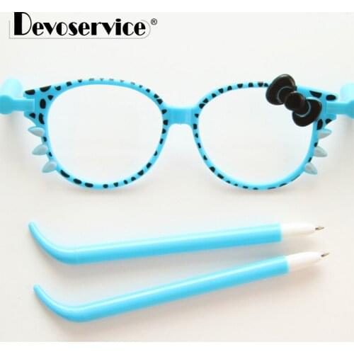 1Pcs Cute Creative Bow Glasses Ballpoint Pen Cartoon Ball Pen Point 0.5mm Blue Ink Learning Supplies Lovely Wearable Stationery
