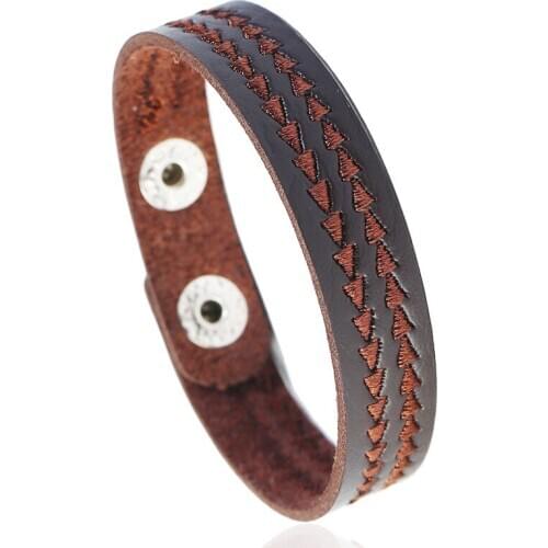 2018 Hot New Fashion Adjustable Leather Bracelet Women Jewelry Arrow Leather Button 18-20CM Adjustable Bracelet Male
