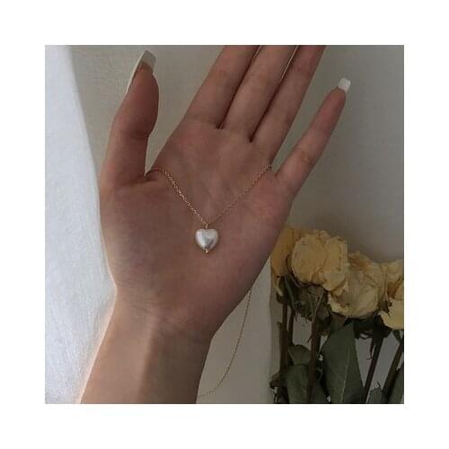 2020 Sweet Girls Elegant Pearl Heart Pearl Necklace For Women Students Fashion Party Choker Jewelry Gifts