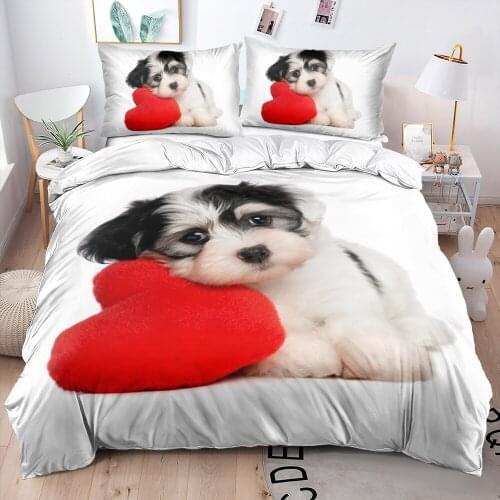 3D Pet Dog Custom Design Duvet Covers Comforter Cases Sets Pillowships Set Twin King Queen Double Single Size White Bedclothes