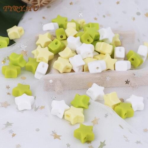 TYRY.HU 50pcs Silicone Teether Star Beads For Necklace Pacifier Chain Baby Teether BPA Free Baby Chewable Teething Loosing Beads