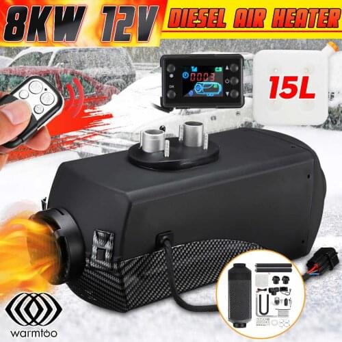 8KW 12V Diesel Air Heater LCD Monitor Remote Control 10/15 L Fuel Tank for Car RV Trailer Truck Boat Diesel Car Parking Heater