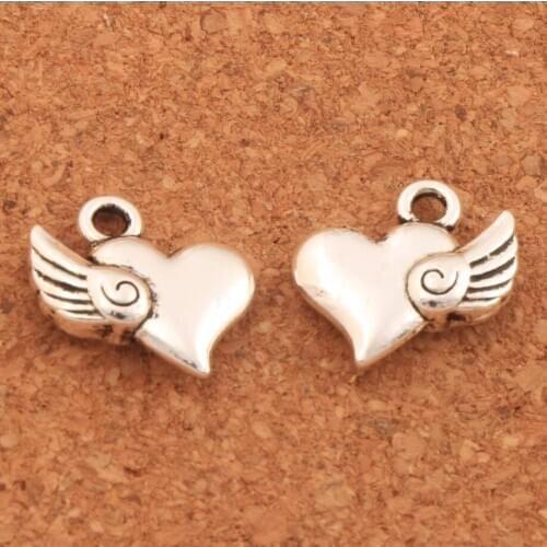 Swirl Wings Heart Spacer Charm Beads 13.8x13mm 42pcs Zinc Alloy Pendants Alloy Handmade Jewelry DIY L905