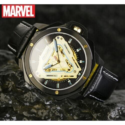 Disney Men Luxury Wristwatch Avenger Iron Man Hollowed Automatic Male Watch Men Bracelet Chronograph Wrist Watch Man Reloj M6005
