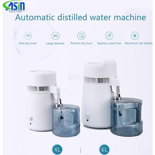 4l /6l pure water distiller dental distilled water machine stainless steel filter purifier electric distillation jug 110v 220v