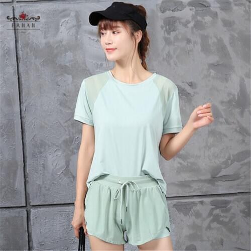Fitness Women Yoga Sets Loose Running Sportswear Suits Gym Clothing T-Shirt Shorts Set 2pcs Workout Breathable Yoga Outfits