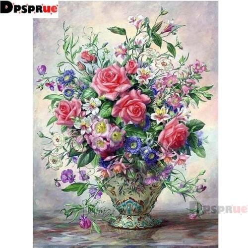 Dpsprue Full Square/Round Diamond Painting Cross Stitch Diamond Flower 3D Embroidery DIY 5D Moasic Home Decor Gift SA13