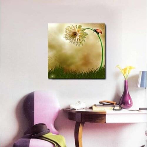 Painting By Numbers Insect Stay On Chrysanthemum Moodern Wall Painting Print Canvas One Piece Flower Contemporary Oil Picture