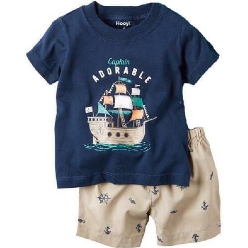 Captain Baby Boys Clothes Suits Casual Children T-Shirt Shorts Pants Boy Pajamas Kids Tee Shirts Outfits 100% Cotton 2-7Years