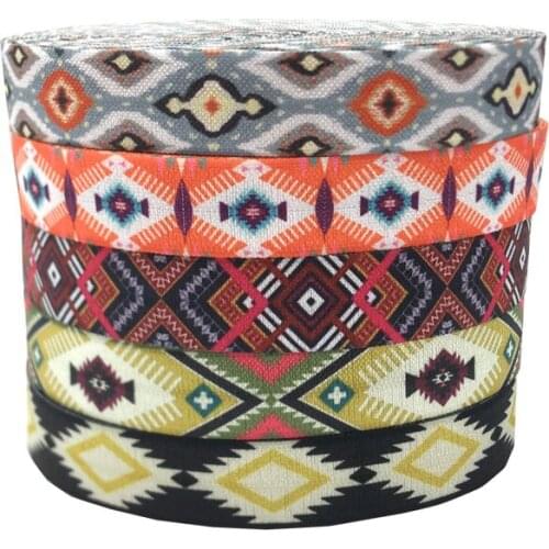 10Y 15mm Geometry Series Print Skinny Fold Over Elastic FOE Ribbon Webbing For Headwear Hair Sewing Accessories