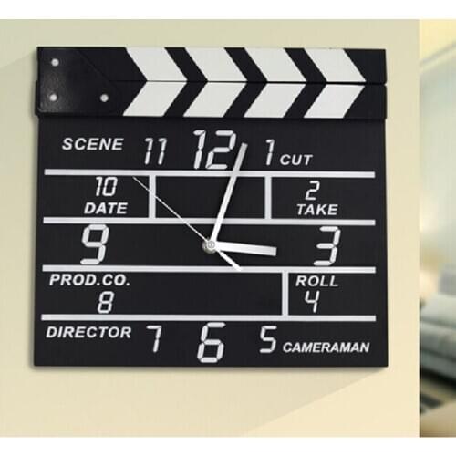 Meijswxj Creative Electronic Wall Clock Saat Reloj Movie Clappers Wooden Clock The director plays the board calendar wall clocks