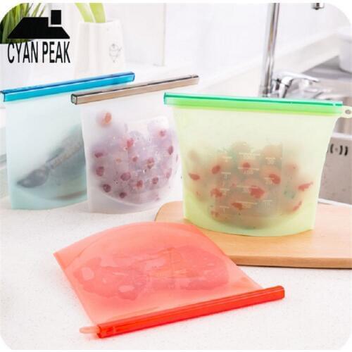 Silicone Food Bag Reusable Refrigerator Bag Kitchen Things Vacuum Sealed Freezer Bag Kitchen Food Sealing Storage Fridge Bag