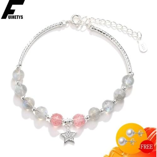BaliJelry Fashion 925 Sliver Women Bracelet Jewelry Accessories Moonstone Star Moon Shape Chain Bracelets Wedding Engagement