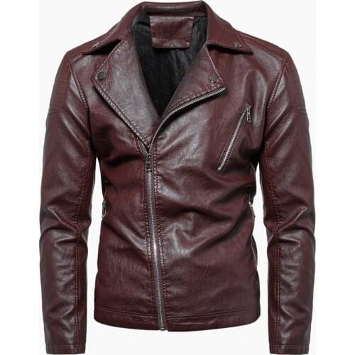 Mens Leather Jacket Winter Street Fashion Coat Motorcycle Jacket Men Lapel Vintage Jacket Biker Coat Outwear Chaquetas de hombre