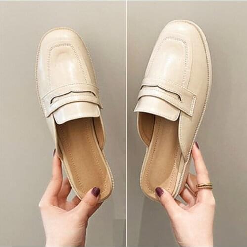 LIHUAMAO mules shoes for women square heel round toe slip on slipper pumps comfortable casual shoes loafers