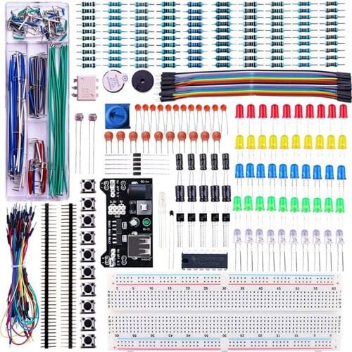 Electronics Fun Kit W/Power Supply Module, Jumper Wire, Precision Potentiometer,830 Breadboard for Arduino, Raspberry Pi
