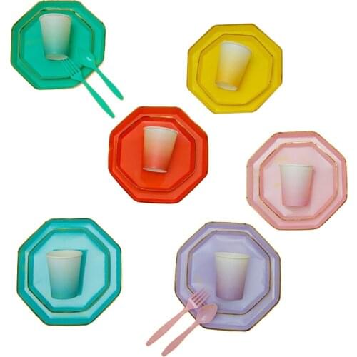 Disposable Tableware Party Supplies Wedding Decoration Birthday Party Decorations Kids 8 Pcs/1 Pack Paper Plates Paper Cup