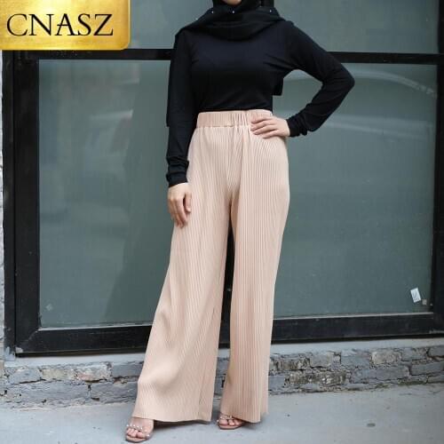 Autumn Winter Women Pant Pure Color Wide Leg Pants Loose Full Length Elastic Waist Pants Trouser Pants with Tops a Set for Women