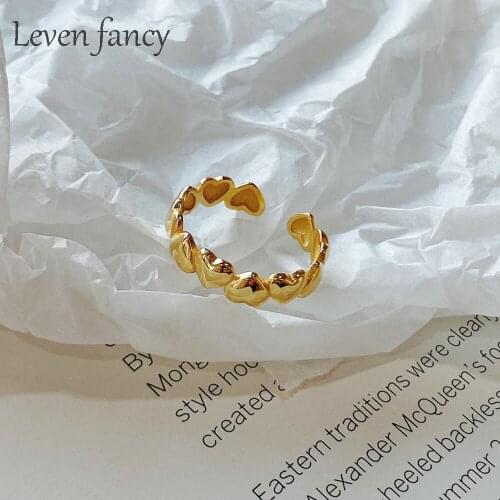 925 Sterling Silver Heart Stackable Open Ring Design Cute Love Fine Jewelry for Women Young Girl Wedding Gifts Adjustable