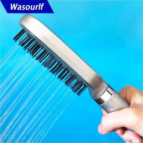Wasourlf Oxygenics Comb Shower Head Boost Pressurize Square Hand Shower Bathroom ABS Plastic Clean Hair Brush Bath Shower Nozzle