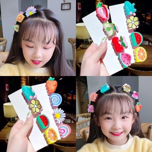 Child Lovely Fruit Shape Hair Claws Clip Girl Cute Cratoon Barrette Mini Acrylic Hairpin Small Catch Clip Sweet Hair Accessories