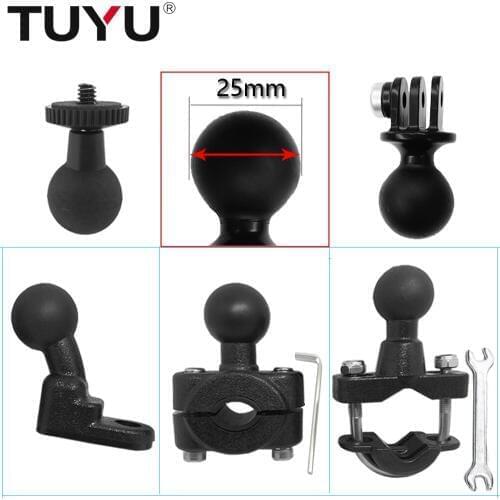 TUYU Ball head base tripod adapter Rail mounted with 1" ball headrest for Gopro Garmin GPS Smartphone Motorcycle