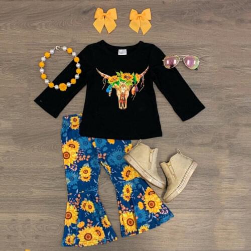 CANIS Spring Autumn 3PCS Toddler Baby Girl Tracksuit Clothes Long Sleeve Cotton T-shirt Sunflower Pants Outfits