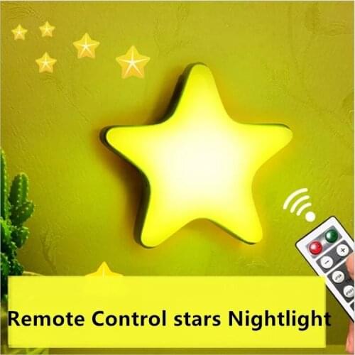 Smart Home Remote Control LED Stars Night Light LED Wall Lamp Children Bedside Lamp Bedroom kitchen Bathroom Energy Saving