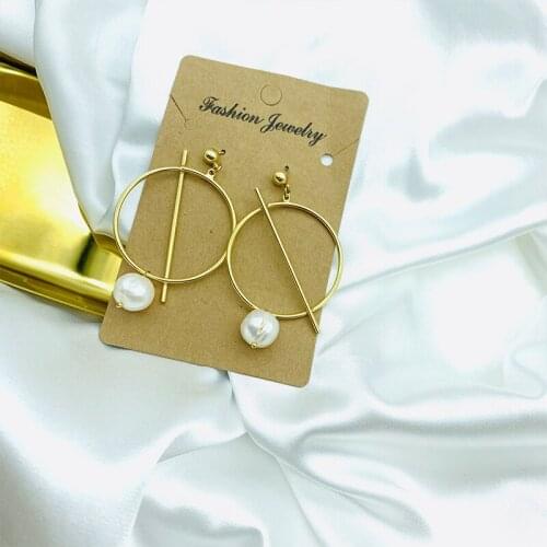 JOUVAL New Drop Earrings For Women Girl Fashion Circle Round Simulation Pearl Dangle Brincos Female Party Korean Jewelry 2021