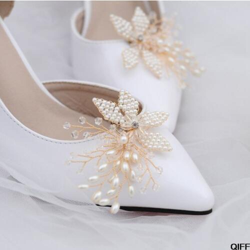 Shoe Clip Handmade Pearl Luxury Wedding Shoes Bride High Heel Decoration Floral Decoration Charms Accessories