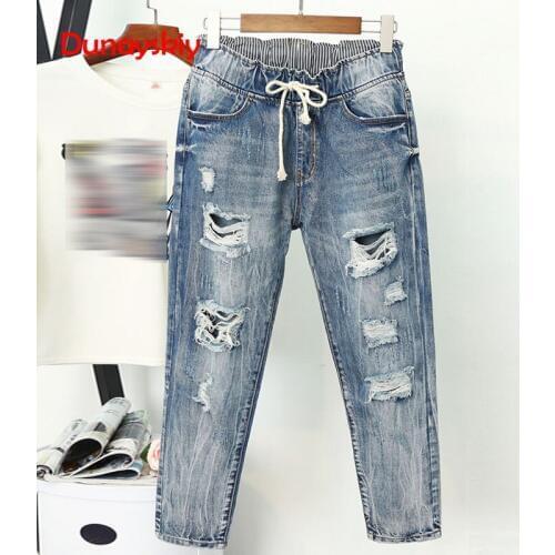 Summer Ripped Boyfriend Jeans For Women Fashion Loose Vintage High Waist Jeans Plus Size Jeans 5XL Pantalones Mujer Vaqueros