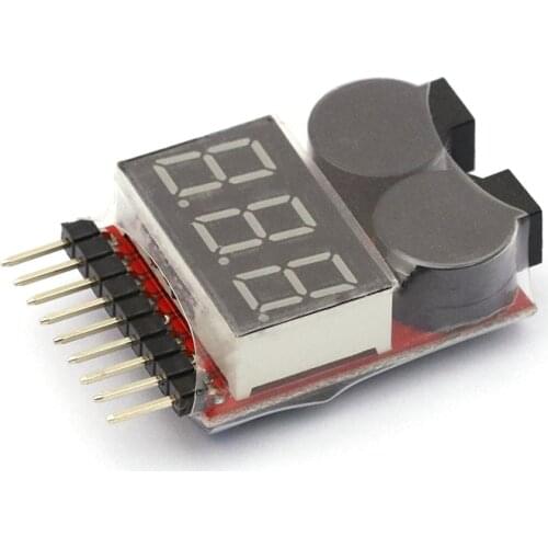 1-8S LED Lipo Voltage Indicator Checker Tester Low Voltage Buzzer Alarm for RC Multirotor FPV Racing Drone Airplane Helicopter