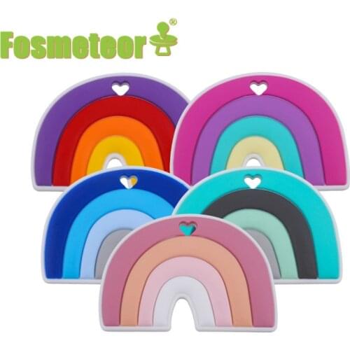 Fosmeteor 1pcs Rainbow Silicone Teether Beads Pacifier Clip Food Grade Silicone Baby Safe Toys For BABY DIY Pacifier Chain
