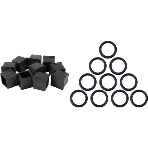 10Pcs Square Rubber Foot Tube Caps Protective Caps Chair Caps with 10Pcs Pipe Tube Hose Connector O Ring Gasket Washer