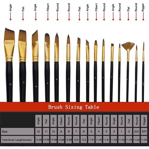 15 Paint Brushes Acrylic Paint Set Long Handle with Case Holder for Acrylic Oil Painting Drawing Painting Art Supplies J2Y