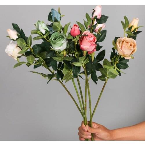 2 heads Floral Wedding Favors Custom Colored Wild Yard Artificial Bulgaria Rose Flower For Wedding Decor