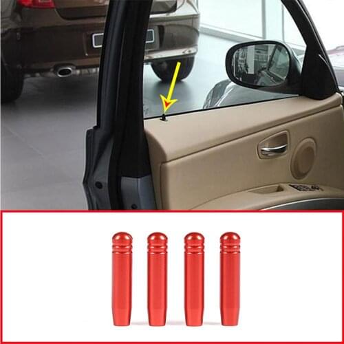 4pcs Red Chrome Silver Alloy Car Door Lock Pin Trim For BMW E90 E60 3 5 Series 2005-2013 Accessories