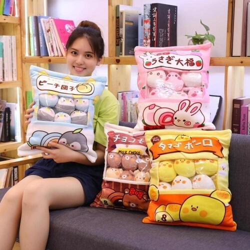 A Bag Of 8pcs/6pcs Snack Puddiing Soft Plush Toy Penguin Rabbit Mouse Plush Pillow Creative Anime Throw Pillow Cartoon Doll Toy