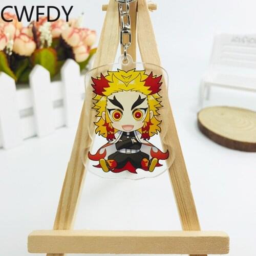 Demon Slayer Acrylic Keychain Anime Brinco Blade of Ghost Key Chain Rengoku Kyoujurou Bag Pendant Kimetsu No Yaiba Key Holder