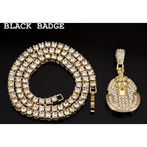 Iced Out Egyptian Pharaoh Pendant Bling Bling Rhinestone Mens Women 2021 Fashion Chain Pendant Necklace Punk Hip Hop Jewelry