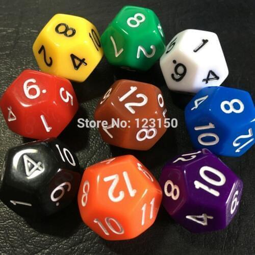 DC-033 Plastic Dice, Twelve Numbers 1-12 , Digital Dice, 10pcs/lot, Free Shipping