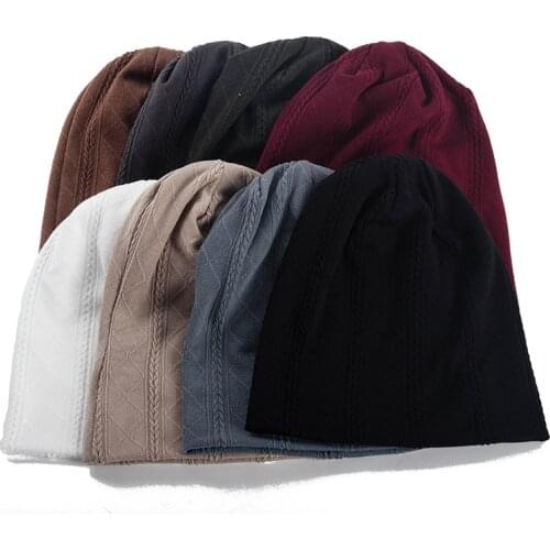 Geebro Woman Solid Color Geometry Ribbed Knitted Beanie Hat For Ladies Fashion Soft Warmer Hats Baggy Casual Unisex Skullies Cap