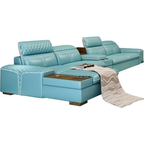 Living Room Sofa storage corner real genuine leather sofas salon couch puff asiento muebles de sala canape L shape sofa cama