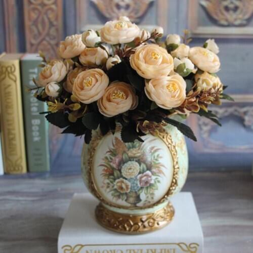 Artificial Tea Rose Vintage Faux Silk Multicolor Flower Plastic Real Touch Home Wedding Party Decoration Ornaments Wholesale New