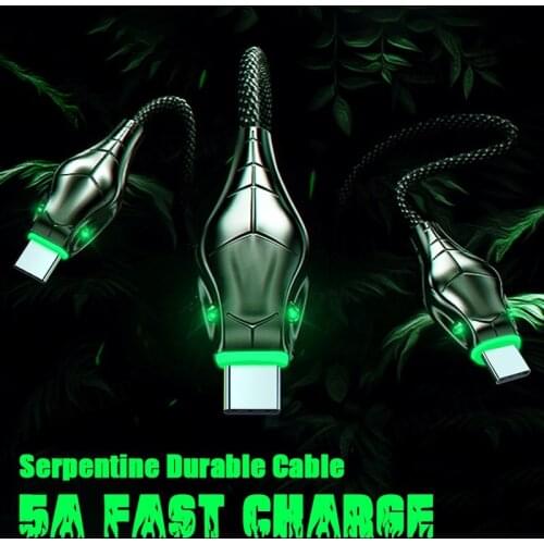 Black Mamba Nylon USB C Cable 5A Fast Charger USB Type C Cable for Xiaomi Mi 8 Samsung Galaxy S10 Plus Mobile Phone USB-C Cord