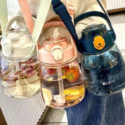 Water Cup Mens and Womens Super Large Capacity 1500ml Plastic Cup with Straw Big Belly Summer Net Red Portable Sports Kettle