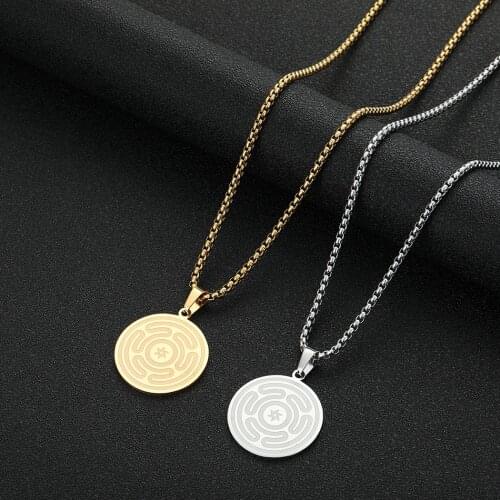 Cxwind Fashion Round Necromancy Wheel symbol Pendant Necklace Choker Girlfriend Clavicle Chain Women Talisma Jewelry Accessories