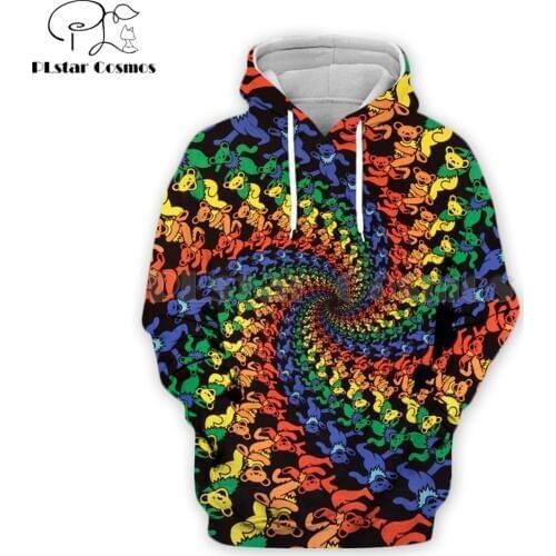 PLstar Cosmos Sunshine Joy Grateful Dead 3D Printed Dancing Bears Men hoodies Unisex streetwear Hoodie/Sweatshirt/Hooded jacket