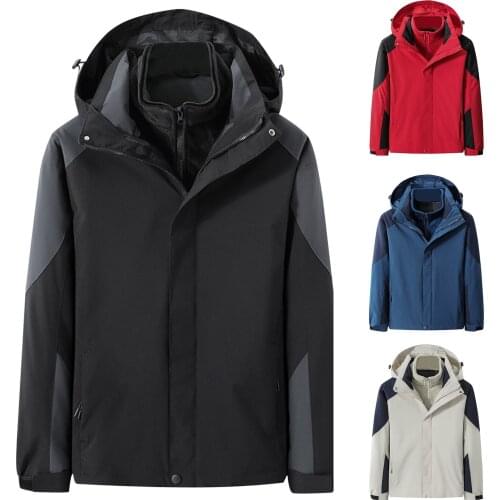 Men Hooded Waterproof Outdoor Detachable Liner Two-piece Jacket 2021 New Winter Thicken Warm Windproof Oversize Ski Coats Casual
